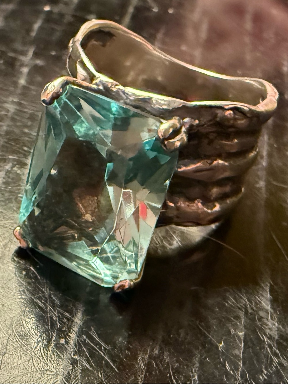 Silpada Aqua Glass Cocktail Ring 925 Sterling Silver Statement Ring R1608 - Picture 11 of 12
